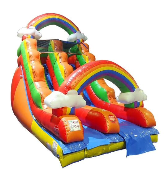 Premium Inflatable Water Slide For Kids 15 Ft Rainbow Cloud Bouncer with Blower