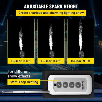 VEVOR 4pcs Large Cold Spark Machine 700W DMX Stage Firework Machine 6.6-9.8ft DJ