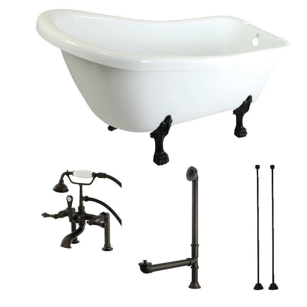 Aqua Eden 67-Inch Acrylic Single Slipper Clawfoot Tub Combo-Select Your Trim