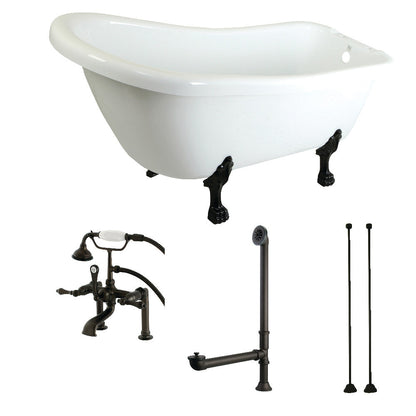 Aqua Eden 67-Inch Acrylic Single Slipper Clawfoot Tub Combo-Select Your Trim
