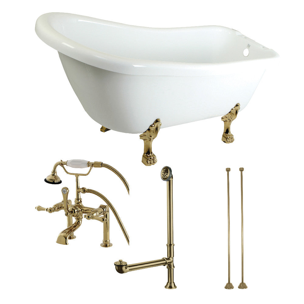 Aqua Eden 67-Inch Acrylic Single Slipper Clawfoot Tub Combo-Select Your Trim