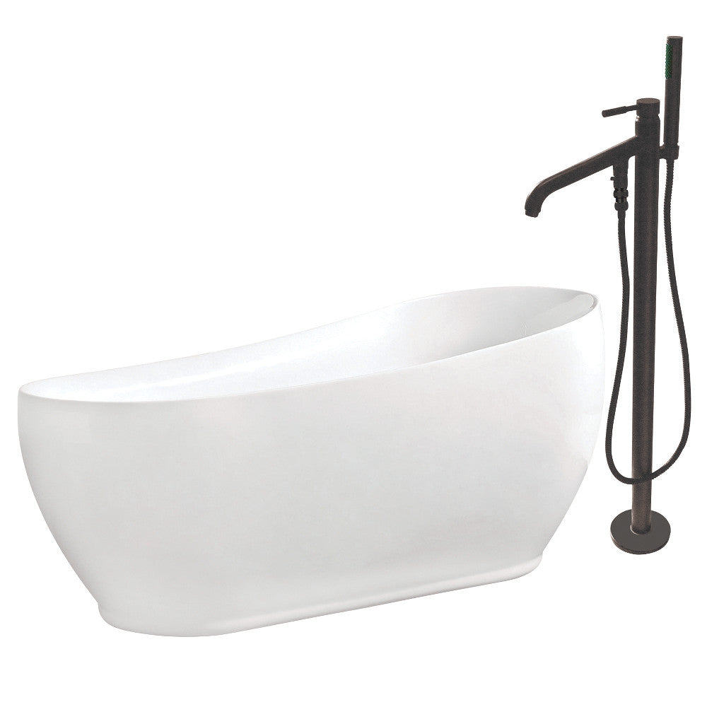 Aqua Eden 71-Inch Acrylic Single Slipper Freestanding Tub Combo With Faucet In White