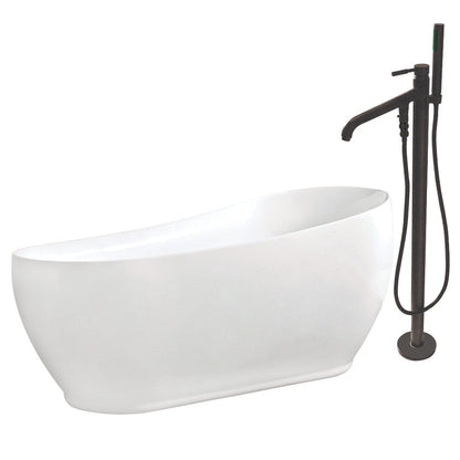 Aqua Eden 71-Inch Acrylic Single Slipper Freestanding Tub Combo With Faucet In White