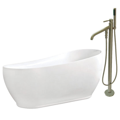 Aqua Eden 71-Inch Acrylic Single Slipper Freestanding Tub Combo With Faucet In White