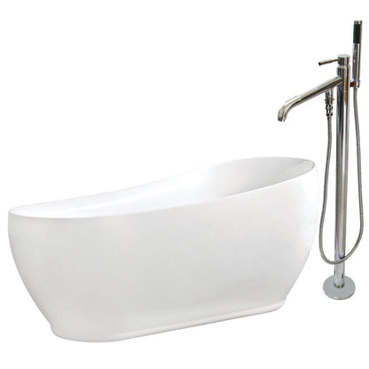 Aqua Eden 71-Inch Acrylic Single Slipper Freestanding Tub Combo With Faucet In White